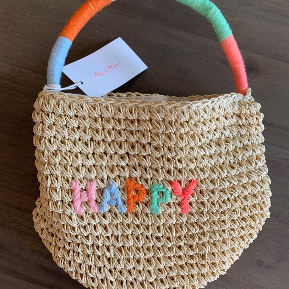 Meri Meri Other - New Meri Meri Straw Woven Bag Happy
